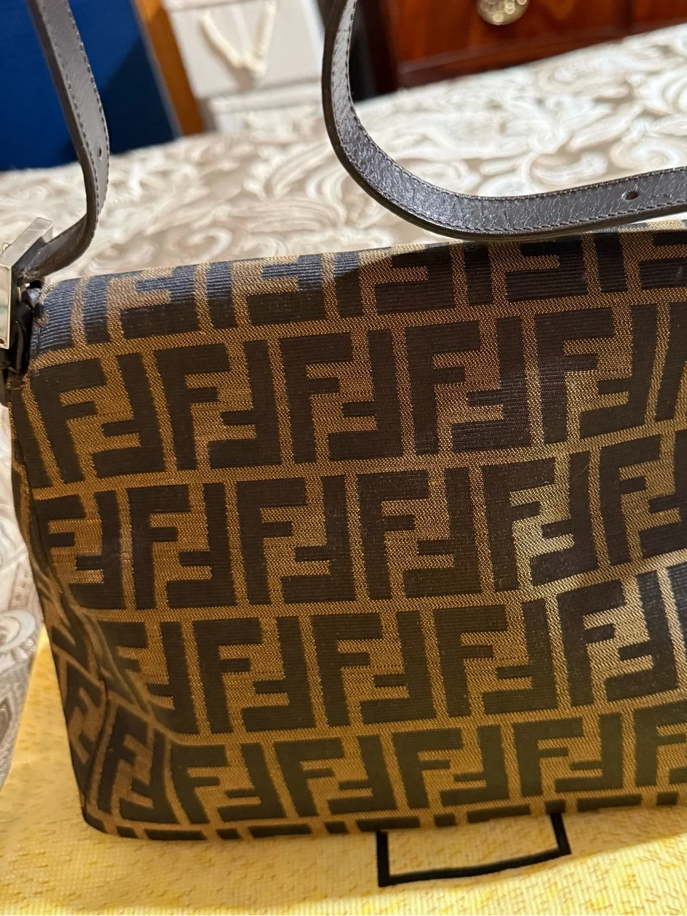 Fendi Brown and Black FF Canvas Shoulder Bag w/ Dust bag!